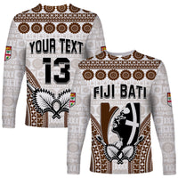 Custom Text and Number Fiji Rugby Bati Long Sleeve Shirt Proud Tapa Pattern LT13 - Wonder Print Shop