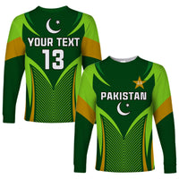 (Custom Text and Number) Pakistan Cricket Long Sleeve Shirt Green Shaheens Champion LT13 - Wonder Print Shop
