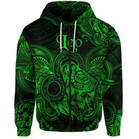 Custom Leo Zodiac Polynesian Zip Hoodie Unique Style Green LT8 - Wonder Print Shop