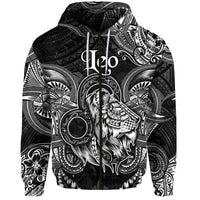 Custom Leo Zodiac Polynesian Zip Hoodie Unique Style Black LT8 - Wonder Print Shop