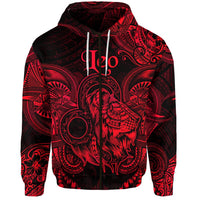 Custom Leo Zodiac Polynesian Zip Hoodie Unique Style Red LT8 - Wonder Print Shop