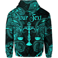Custom Libra Zodiac Polynesian Zip Hoodie Unique Style Turquoise LT8 - Wonder Print Shop