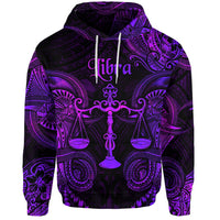 Custom Libra Zodiac Polynesian Hoodie Unique Style Purple LT8 - Wonder Print Shop