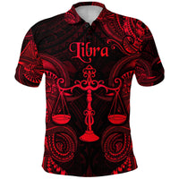 Custom Libra Zodiac Polynesian Polo Shirt Unique Style Red LT8 - Wonder Print Shop