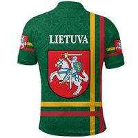 Lithuania Polo Shirt Coat Of Arms Lietuva Flag Style Green LT8 - Wonder Print Shop
