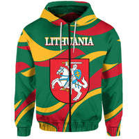 Lithuania Zip Hoodie Coat Of Arms Lietuva Sporty Style LT8 - Wonder Print Shop