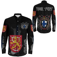 (Custom) Viking - Finland Flag and Map Long Sleeve Button Shirt style Viking Geri and Freki RLT12 - Wonder Print Shop