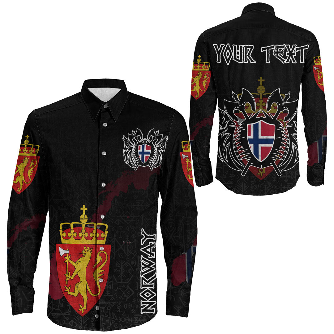 custom-viking-norway-flag-and-map-long-sleeve-button-shirt-style-viking-geri-and-freki