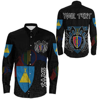 (Custom) Viking - Sami Flag and Map Long Sleeve Button Shirt style Viking Geri and Freki RLT12 - Wonder Print Shop