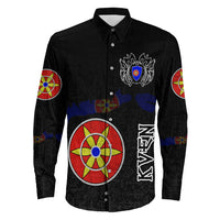 (Custom) Viking - Kven Flag and Map Long Sleeve Button Shirt style Viking Geri and Freki RLT12 - Wonder Print Shop