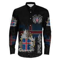(Custom) Viking - Iceland Flag and Map Long Sleeve Button Shirt style Viking Geri and Freki RLT12 - Wonder Print Shop
