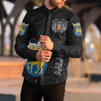 (Custom) Viking - land Flag and Map Long Sleeve Button Shirt style Viking Geri and Freki RLT12 - Wonder Print Shop