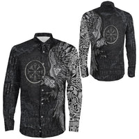 Viking Clothing Vegvisir With Raven Viking Compass Long Sleeve Button Shirt RLT12 - Wonder Print Shop