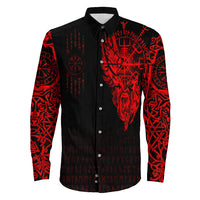 Viking Clothing Viking Compass Vegvisir Tattoo Red Version Long Sleeve Button Shirt RLT12 - Wonder Print Shop