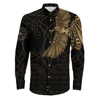 Viking Clothing Viking Odin's Celtic Ravens Gold Version Long Sleeve Button Shirt RLT12 - Wonder Print Shop