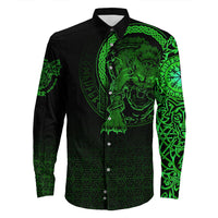 Viking Clothing Viking Fenrir Norse 3D Green Long Sleeve Button Shirt RLT12 - Wonder Print Shop