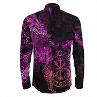 Viking Clothing Viking Odin Tattoo Pink Version Long Sleeve Button Shirt RLT12 - Wonder Print Shop