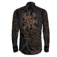 Viking Clothing Viking Fenrir Norse Wolf Long Sleeve Button Shirt RLT12 - Wonder Print Shop