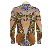 Viking Clothing Drakkar Viking Ship Long Sleeve Button Shirt RLT12 - Wonder Print Shop