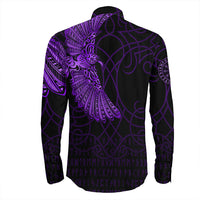 Viking Clothing Viking Odins Raven Tattoo Purple Version Long Sleeve Button Shirt RLT12 - Wonder Print Shop