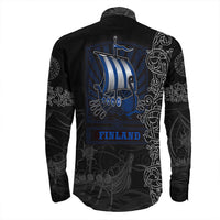 Viking Clothing Viking Drakkar Finland Warship Long Sleeve Button Shirt RLT12 - Wonder Print Shop