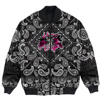 Viking Bomber Jacket Long haired Valkyrie with Bandana Paisley Style RLT12 - Wonder Print Shop