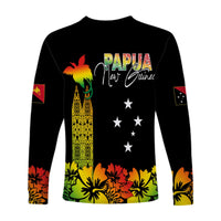 PNG Hibiscus Tribal Pattern Long Sleeves Shirt Motuan Reggae Color - Wonder Print Shop