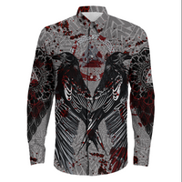 Viking Raven With Valknut Long Sleeve Button Shirt Style Blood RLT12 - Wonder Print Shop