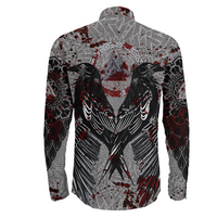 Viking Raven With Valknut Long Sleeve Button Shirt Style Blood RLT12 - Wonder Print Shop