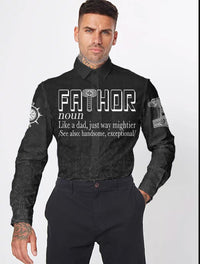 (Custom) Wonder Print Shop - Fathor with Mjolnir Long Sleeve Button Shirt RLT12 - Wonder Print Shop