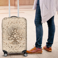 Viking Luggage Covers - Tree Of Life with Triquetra and Futhark Pastel Gold Luggage Covers RLT12 - Wonder Print Shop