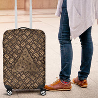 Viking Luggage Covers - Triquetra and Runic Alphabet Wood and Gold Luggage Covers RLT12 - Wonder Print Shop
