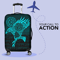 Viking Luggage Covers - Raven Vegvisir Tattoo - Cyan Version Luggage Covers RLT12 - Wonder Print Shop