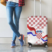 Croatia Luggage Cover Checkerboard Grunge Style - Wonder Print Shop