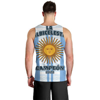 Camiseta sin mangas Argentina 2022: frente con "VAMOS ARGENTINA" y emblema AFA