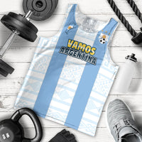 Camiseta sin mangas Argentina 2022 azul, estampado "VAMOS ARGENTINA" y escudo AFA