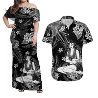 Hawaii Summer Colorful Hula Girl Matching Hawaiian Shirt And Dress Grey LT6 - Wonder Print Shop
