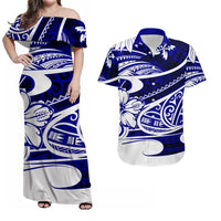Polynesian Tribal Matching Hawaiian Shirt And Dress Blue LT6 - Wonder Print Shop