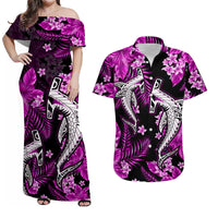 Hawaii Summer Colorful Shark Matching Hawaiian Shirt And Dress Purple LT6 - Wonder Print Shop