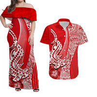 Hawaiian Shark Polynesian Matching Hawaiian Shirt And Dress Vibe Red Style LT6 - Wonder Print Shop