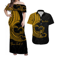 Personalised Polynesian Valentine Matching Hawaiian Shirt And Dress Heart Tattoo Gold Style LT6 - Wonder Print Shop