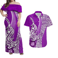 Hawaiian Shark Polynesian Matching Hawaiian Shirt And Dress Vibe Purple Style LT6 - Wonder Print Shop