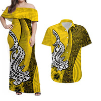 Hawaiian Shark Polynesian Matching Hawaiian Shirt And Dress Vibe Yellow Style LT6 - Wonder Print Shop