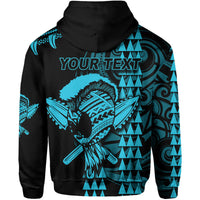 Custom Hawaii Polynesian Warrior Kakau Hoodie Blue LT6 - Wonder Print Shop