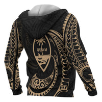 Guam Polynesian Hoodie Gold Tribal Wave - Wonder Print Shop
