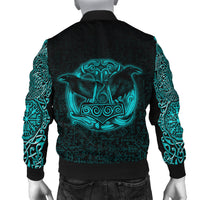 Viking Bomber Jacket Raven Mjolnir Yggdrasil Cyan RLT12 - Wonder Print Shop