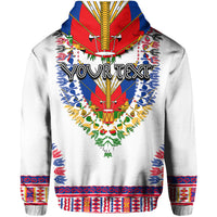 Custom Haiti Hoodie Dashiki Mix Coat Of Arms White Style LT6 - Wonder Print Shop