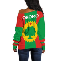 Wonder Print Shop Ethiopia, Off Shoulder Sweater Flag of Oromo Liberation - Wonder Print Shop