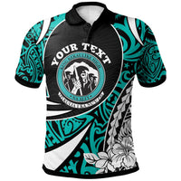 Green Hawaiian polo shirt front with 'YOUR TEAM' text and King Kekaulike emblem