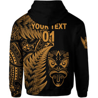 Custom New Zealand Haka Rugby Maori Zip Hoodie Silver Fern Vibes Gold LT8 - Wonder Print Shop